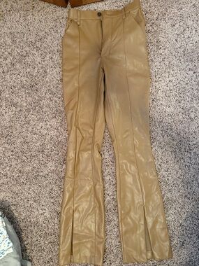 Abercrombie & Fitch Tan Boot Cut Faux Leather Pants